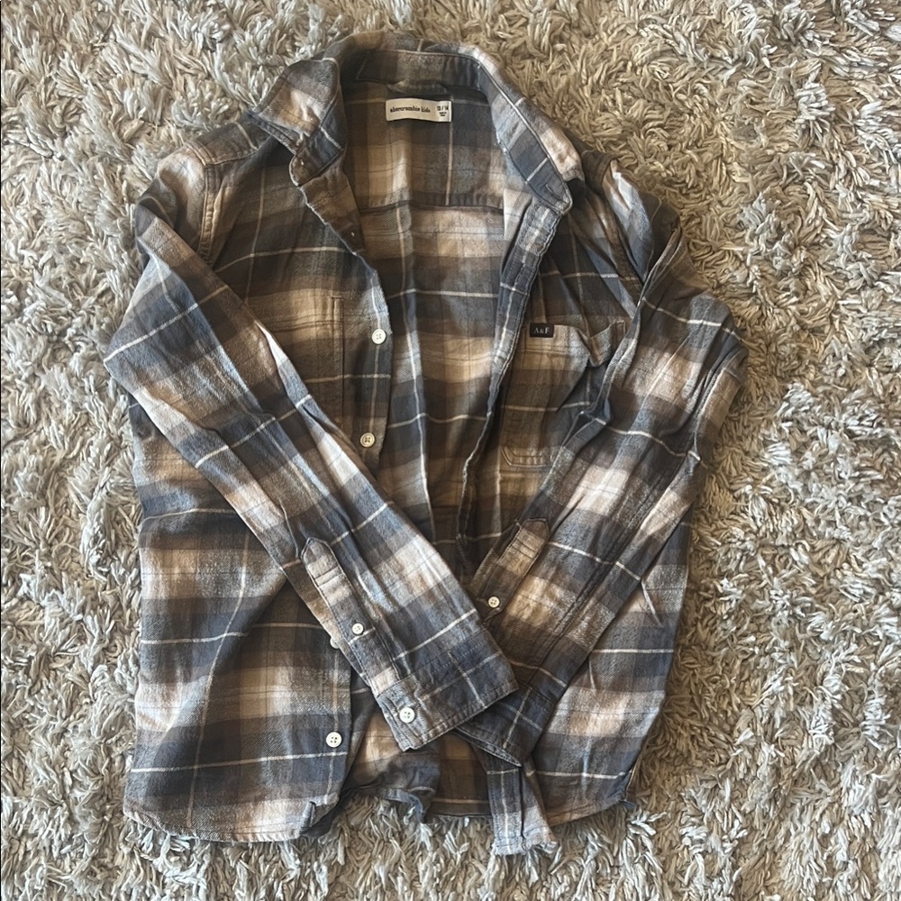Abercrombie boys Casual Plaid Shirt in Blue and Tan